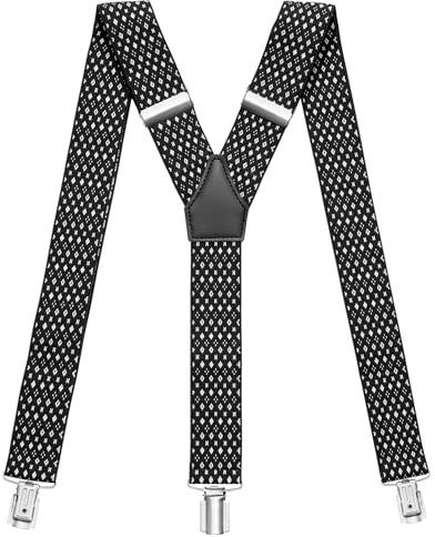 Sencillo Herren Hosenträger mit Starken Clips Y-Form Schwarz Muster
