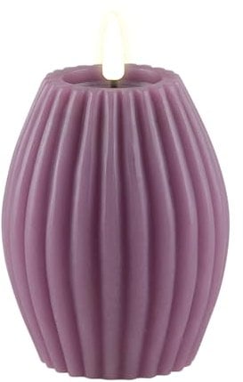 Deluxe Homeart Stripe Flameless LED Candle - with Real Flame™ Technology - Battery Powered Candle (7.5 x 10 cm, Purple)