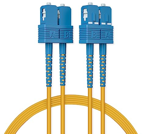 ipolex Cavo Patch in Fibra SC a SC modalità Unica, Cavo Fibra Ottica 1/10Gb OS2, Cavo Internet in Fibra Ottica Duplex 9/125μm Jumper Fibra Ottica LSZH per transceiver SMF SFP/SFP+, 5 Metri, 1-Pack.