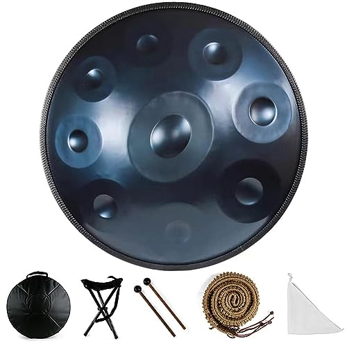 Handtrommel 9/10/12 Noten Edelstahl Handpan Drum Kurd Minor 440 Hz Mit Weicher -Tasch, 56 Cm Handpan-Drum-Instrument Für Erwachsene Percussion (Color : Blue - 10 Notes)
