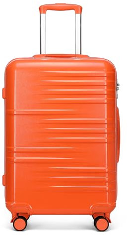 British Traveller Valise Grande Taille 74.5cm, Valise de Voyage avec roulettes 4x360 degrés et Serrure TSA (Orange)