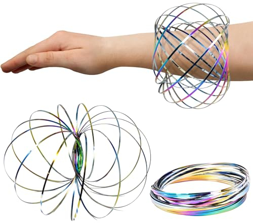Cuackamily Durchflussringe Spielzeug, 3D Arm Feder Magisch Durchflussring, Multisensorisch Pädagogisch und Interaktiv Spielzeug Antistress Spielzeug Magic Flow Ringe für Kinder Erwachsene Autismus ADH