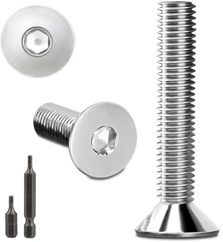 Lot de 80 Vis à Tête Fraisée M4 x 30 mm en Acier Inoxydable - Six Pans Creux DIN 7991/ISO 10642 Avec 2 Têtes Hexagonales (Argenté)
