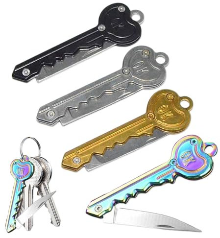 4 Stück Schlüsselanhänger Messer Taschenmesser Schlüsselanhänger Mini Messer Schlüsselanhänger Schlüssel Messer Als Brieföffner Oder Paketmesser Geeignet Täglichen Gebrauch Multifunktionswerkzeug