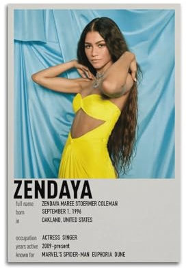 Zendaya Druck-Albumcover, signiertes Poster, Musikcover-Poster, Pop-Hip-Hop-Rap-Sänger-Star, Musikposter, ästhetische Leinwand, Wandkunst für Mädchen und Jungen, Teenager, Wohnheim-Dekoration, 30 x 45
