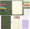 Qefuna A5 Ringbuch,Ringbuch A5 nachfüllbar mit180 Blatt A5 Nachfüllpapier, Notizbuch A5 mit Bindetaschen und Unterteilungen, A5 Binder für Männer und Frauen，Grün