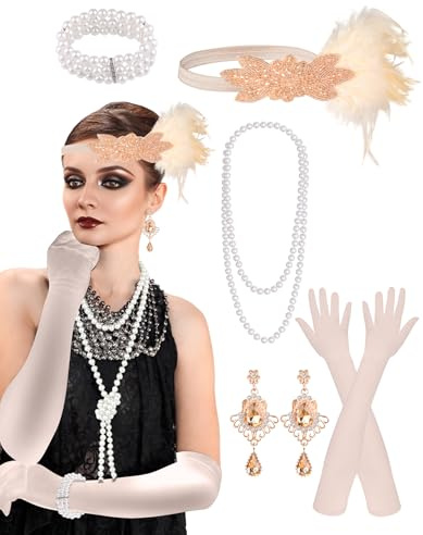 PLULON 6 Stück Flapper-Accessoires im Stil der 1920er Jahre, Great Gatsby, für Damen, Flapper-Accessoire im Stil der 1920er Jahre, modisches Kostüm der Goldenen 20er