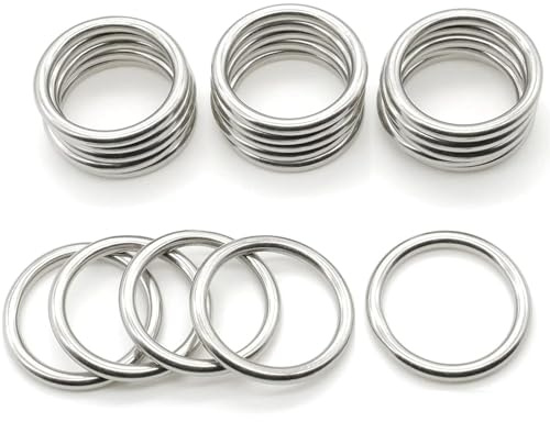 Metall-O-Ring, 7 cm, 304 Edelstahl, Bastelringe für Makramee, solide, strapazierfähig, Mehrzweck-O-Ring aus silberfarbenem Stahl, für Camping-Gürtel, Hundeleinen, Hardware (70 mm x 6 mm x 10 Stück)