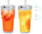 DYUEE 2PCS 600ML Ribbed Glass Tumblers with Lids and Glass Straws, Vintage Ribbed Clear Glass Cups with Straw Cap Leakproof Cups, Coffee, Iced Cup, Glass Tumbler for Iced, Cockta