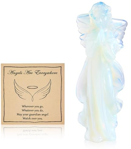 AWARDSEN Engel Statue aus Opal, Kristalle Handgeschnitzt Engel Figur