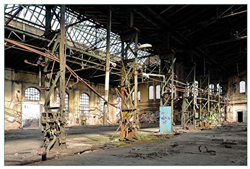 Wallario Küchenrückwand selbstklebend 90 x 60 cm, Motiv: Verlassene Industriehalle - Alte Fabrik | Spritzschutz abwischbar & pflegeleicht