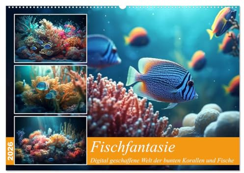 Fischfantasie (Wandkalender 2026 DIN A2 quer), CALVENDO Monatskalender: Buntes Leben unter der Oberfläche des Meeres (CALVENDO Tiere)