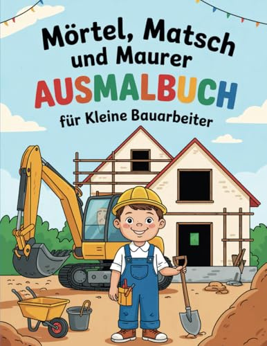 Mörtel, Matsch und Maurer - Ausmalbuch für kleine Bauarbeiter ab 5 Jahren mit mehr als 50 Bildern: Pädagogisch wertvoll zur Förderung der Feinmotorik, ... MTM-Verlag: Malbücher für Kinder)