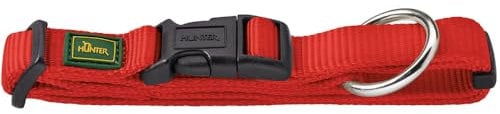 HUNTER VARIO PLUS Hundehalsung, Hundehalsband, Zugentlastung, robust, geschmeidig, Klickverschluss, L-XL/2,5, rot