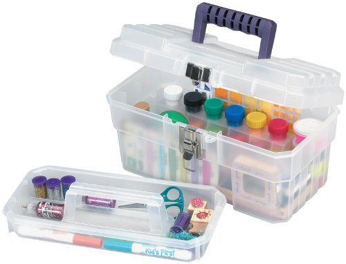 Akro-Mils 09514 CFT 14-Inch Plastic Art Supply Craft Storage Tool Box, Semi-Clear