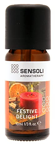 Sensoli Festive Delight Essential Oil Blend (10ml) - A Blend of 100% Pure, Natural Cinnamon and Orange Oils - For Diffusers and Oil Burners over the Christmas period - Xmas spirit fragrance.