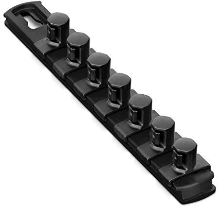 Ernst Manufacturing 8-Inch Socket Organizer with 7 1/2-Inch Twist Lock Clips, Black