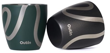 OutIn Edelstahl-Espressobecher, doppelwandig isoliert, 2er-Set, 75 ml | Doppelwandig isolierte Shotgläser, tragbar und kompatibel mit OutIn Nano und Mino