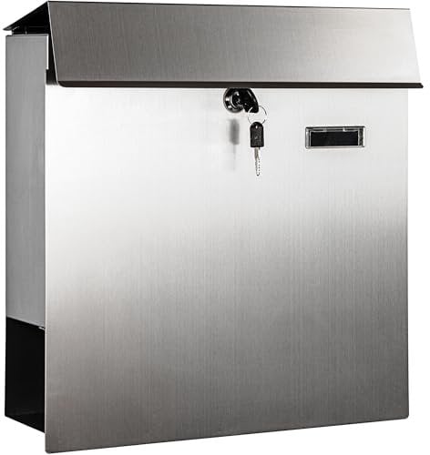 STILISTA Wandbriefkasten, V2A Edelstahl, Zeitungsfach, Modellwahl, Eckig