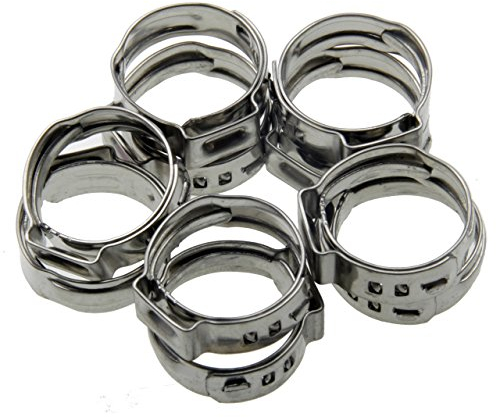 10 Universal 1 Ohr Schlauchschellen/Klemmschelle(1-Ohr-Klemmen) Leitungsschelle Schlauchklemmen Leitungsschellen-Sortiment aus EDELSTAHL Spannbereich 12.8-15.3 mm