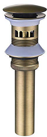 Rozin Antique Brass Finished Basin Sink Tap Push Pop Up Click Clack Waste Plug Drain Stopper with Overflow