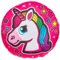 TE-Trend Magic Einhorn Regenbogen Unicorn Motiv Plüsch Kissen Zierkissen Kuschelkissen Kinder Mädchen rund 34cm Mehrfarbig pink Pferdekopf