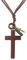 JewelryWe Holzkreuz Kreuz Halskette Herren: Braun Vintage Leder Kette mit Holz Kreuz Schrift Tag Ringe Anhänger Verstellbare Lederkette Lange Halskette Punk Schmuck Geschenk für Männer Frauen