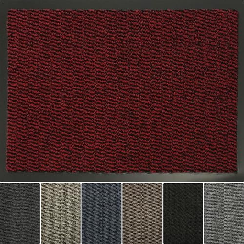 Serdim Rugs Heavy Duty Dirt Trapper Door Mat, Non-Slip PVC, Red, 40x60cm