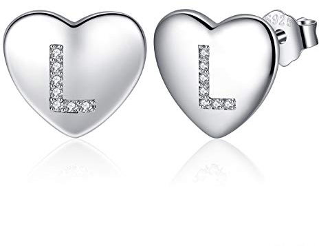 Jrêveinfini Buchstaben Ohrringe Silber 925 Stecker Damen Mädchen Kinder Teenager Frauen Klein, Herz Ohrringe Ohrstecker Hypoallergen Nickelfreie, Weihnachts Geschenke für Frauen Mädchen Mama