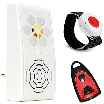 HelpLine 230: Hausnotruf mit Notruf Sendern für die häusliche Pflege, Pflegeruf Set mit Armband- und Halsbandsender