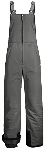 GEMYSE Herren Wasserdichte Winter Skihose mit verstellbaren Trägern Overall Winddichte Schneehose (Rein Mittelgrau,XL)