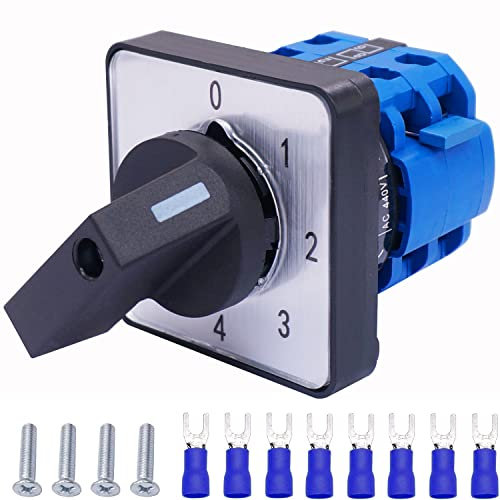Taiss universale commutatore a camma rotante Commutatore 4 posizioni 8 terminali 20A 550V Interruttore selettore con 8 pezzi SV2-4s Terminale blu LW26-20 0-4/2