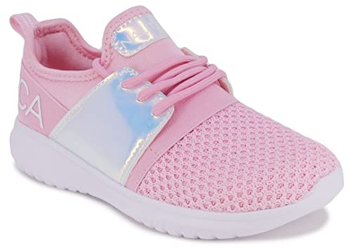Nautica Missy Youth Girls Athletic Fashion Cross Trainer Lace Up Running Sneakers-Kappil Metallic-Iridescent Pink-5