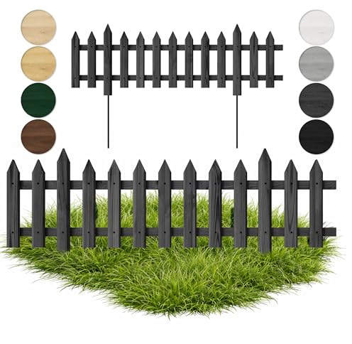 Floranica 3 uds valla de jardín valla decorativa valla decorativa valla de listones 100 cm de largo con postes metálicos para jardín delantero y huerto altura 30 cm verde
