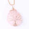 &ET Crystal Necklaces, Gold Wire Wrapped Tree Of Life Natural Gemstone Drop Shape Rose Quartz Necklace With Gold Chain for Women Men