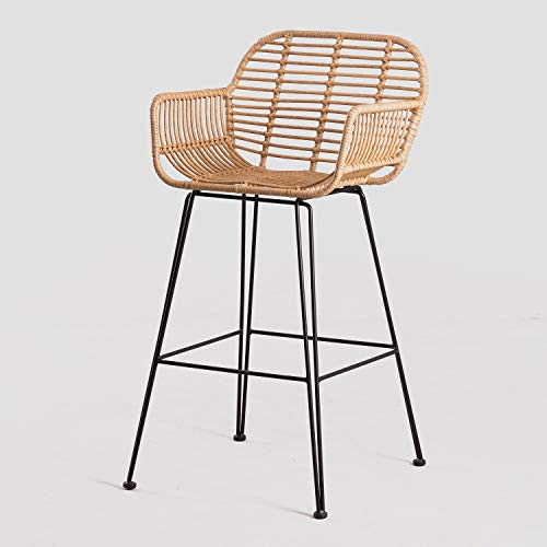 SKLUM Outdoor Barhocker aus synthetischem Rattan Eska Schwarz ↑75 cm