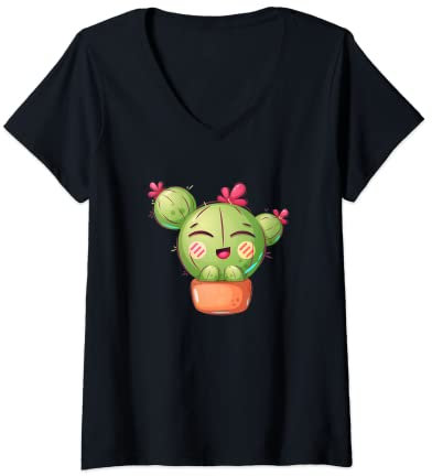 Womens Funny Cactus Cute Palm Angels V-Neck T-Shirt