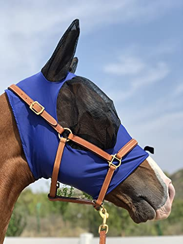 TGW Riding Super Fit Pferdefliegenmaske Pferde Fliegenmaske Horse Fly Mask (L, Navy Blue)