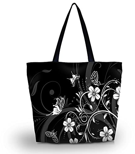 AOKSUNOVA Umhängetasche Damen Shopper Faltbare Einkaufstasche Stoffbeutel Bedruckt Strandtasche Beach Bag
