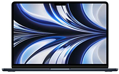 Apple 2022 Ordenador Portátil MacBook Air con Ch IP M2 de Apple: Pantalla Liquid Retina de 13,6 Pulgadas, 8GB de RAM, 256 GB de Almacenamiento SSD, Teclado retroiluminado, Color Negro Noche