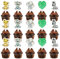 Lukinuo Cupcake-Topper mit Safari-Dschungeltieren, 50 Stück, Safari & Dschungel, Kuchen-Dekoration für Wild One Tropical Summer Forest Thema Geburtstag & Babyparty Party