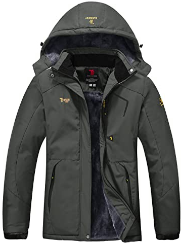 YSENTO Damen Winter Fleece wasserdichte Skijacke Outdoor Verdickte Softshell Warm Winddicht Wandern Funktionelle Atmungsaktive Jacke mit Abnehmbarer Kapuze(Dunkelgrau,M)