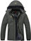 YSENTO Damen Winter Fleece wasserdichte Skijacke Outdoor Verdickte Softshell Warm Winddicht Wandern Funktionelle Atmungsaktive Jacke mit Abnehmbarer Kapuze(Dunkelgrau,M)