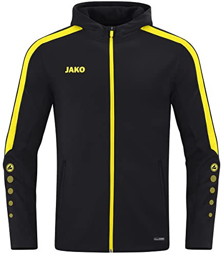 JAKO Damen Kapuzenjacke Power, Schwarz/Citro, 38