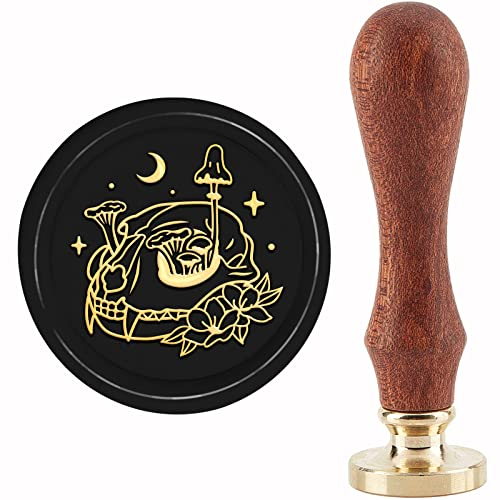 craspire Tierknochen-Pilz-Wachssiegelstempel, Kupfer, 30 mm, Retro, Abnehmbarer Siegelstempel, Messing-Stempelkopf Mit Holzgriff Für Hochzeit, Brief, Einladung, Umschlag, Karte, Scrapbook, Tasche