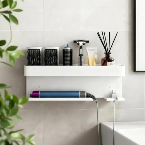 DYOUen Wandhalterung Curling Halter Organizer Stand Lagerregal für Dyson Airwrap, Edelstahl ohne Stanzen Aufbewahrungshalter (Stil 2)