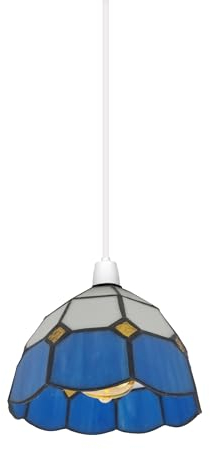 DC VOLTAGE Tiffany Glass Shades Stained Glass Lamp Shade 16cm Blue and White Fan Shades Wall Lamp Pendant lamp Replacement Shades (Style 5)