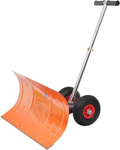 Schneeschaufel, Schneeschieber, robuster rollender Schneeschieber, 74,9 cm große Platte, Schneeschaufel mit verstellbarem Griff und Rädern, Schneeräumwerkzeug for Einfahrten, Gehwege