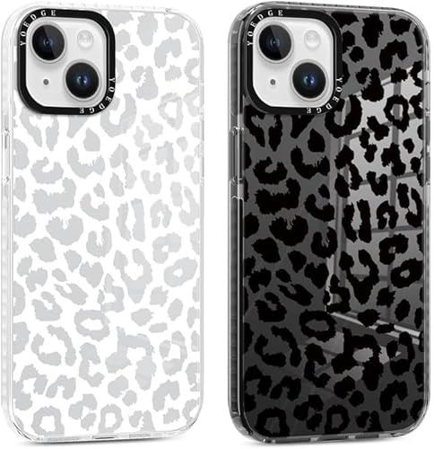 Yoedge 2 Stück Handyhülle für iPhone 14 Plus Hülle 6,7,Leopard Muster Frauen Mädchen Aesthetic Handyhülle,Transparent Dünn Weich Silikon TPU Slim Fit Stoßfest Kratzfest Schutzhülle für iPhone 14 Plus