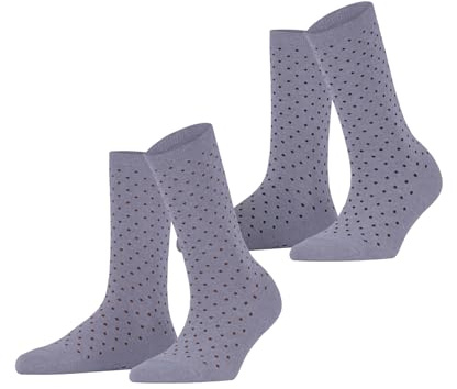 ESPRIT Damen Socken Fine Dot Multipack W So Baumwolle gemustert 2 Paar, Blau Blue Fog 6850, 39-42